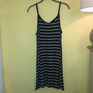 Navy and white striped sun dress